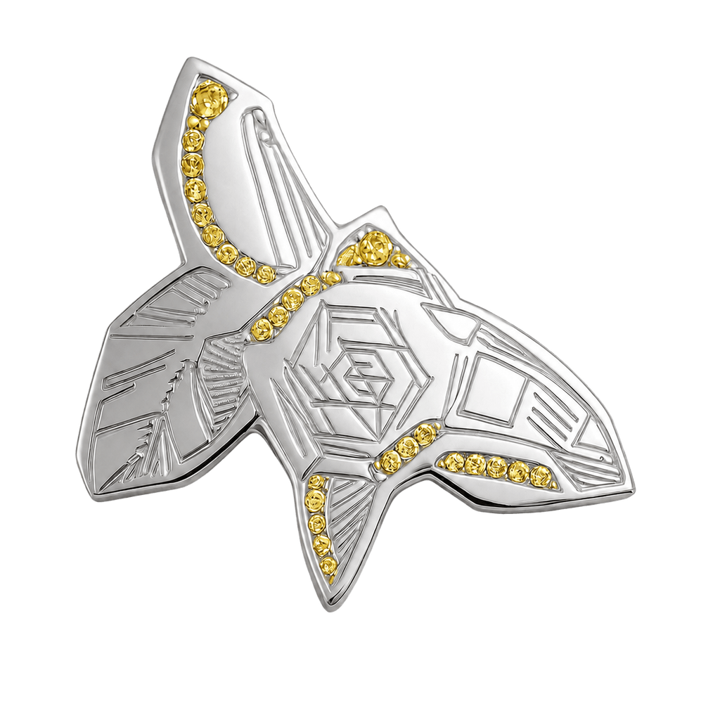 Anna Andreeva yellow diamond Paste-On brooch in white gold, right ear view