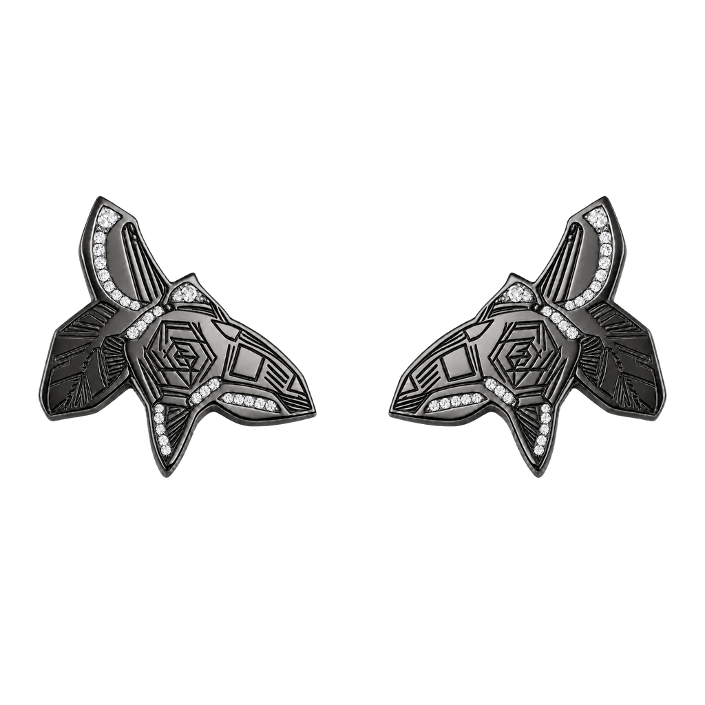 Anna Andreeva diamond Paste-On earrings in black gold