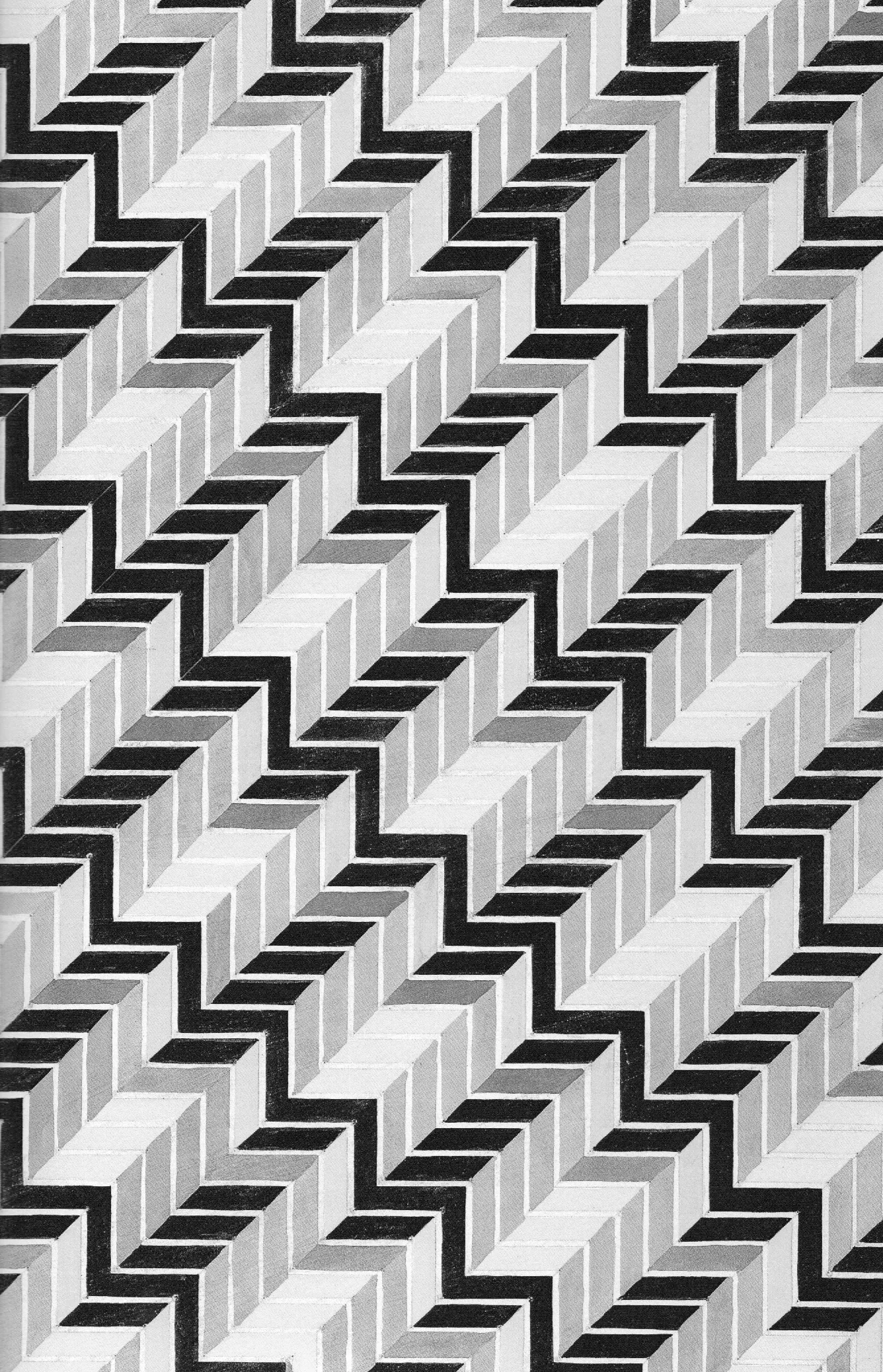 Black-and-white geometric industrial textile pattern by Anna Andreeva
